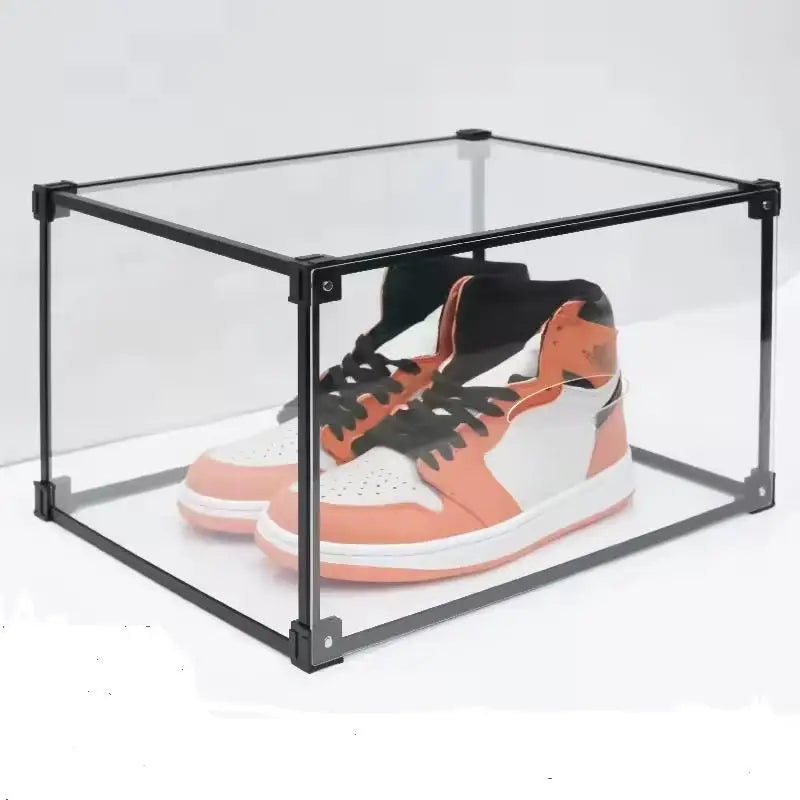 Wholesale Clear Custom Assemble Plastic Shoe Storage Box Super Strong Side Open Door Display Stackable Sneaker Container Display