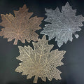 Best Seller Eco-Friendly PVC Plastic Polylactic Acid Gold Silver Maple Leaf Plate Mats Modern Style 6pcs Kitchen Table Pads