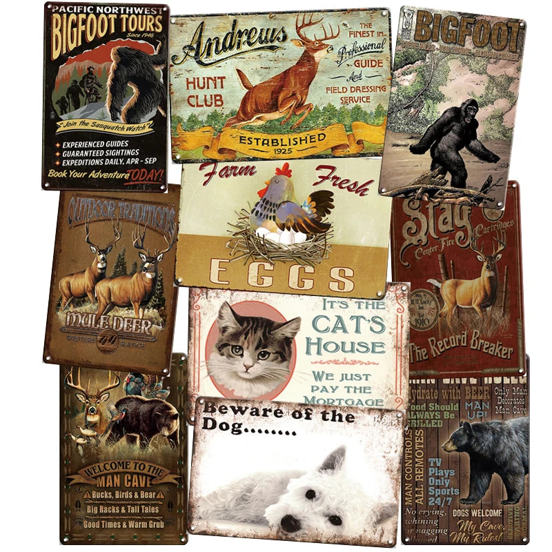 Man Cave Rules Wholesale Design Embossed Vintage Metal Plate Printing Retro Retro Poster Tin Sign Bar Garage Wall Decoration