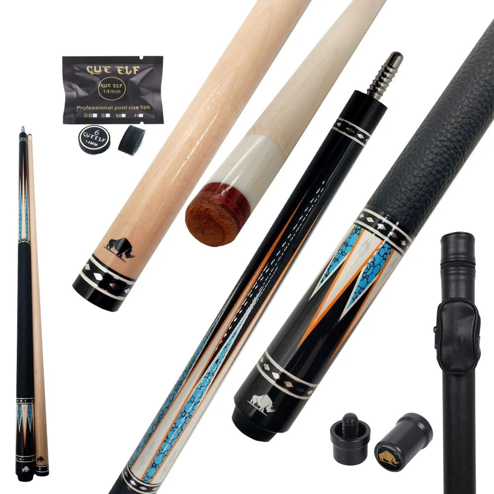 Rhino Cue with Leather Grip Billiard Cue Stick Pool Cue Stick with Maple Shaft