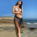 STOCK 3Colors Sheer Bikini Cover up Swim Wrap Pearl Rhinestone See Through Beach Sarong