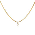 MICCI Minimalist Jewelry 18K Gold Plated Stainless Steel Icy Letter Alphabet Diamond Initial Charms Pendant Snake Chain Necklace