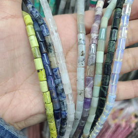 SB7208 Natural Gemstone Semiprecious Stone Cylinder Tube Beads for Jewelry Making Column Jewelry Beads