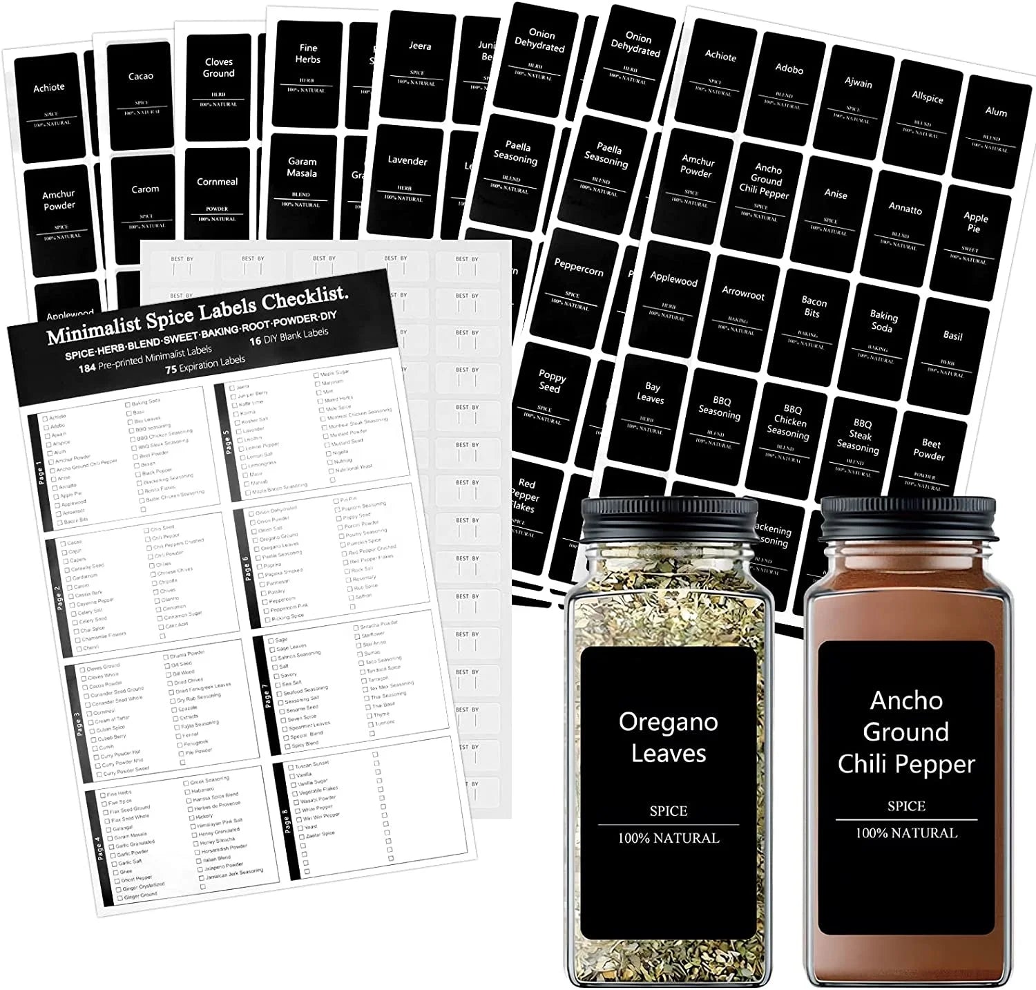 Custom Printed Jar Logo Kitchen Stickers Sticker Waterproof Self Adhesive Vinyl Roll Bottle Spices Stickers