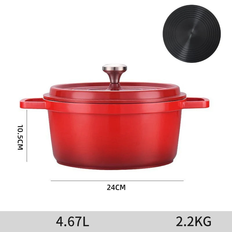 Classic Ceramic Round Cookware Set with Enamel Multi-layer Coating Stainless Steel Bottom Gas & Induction Ready Cooking Pot