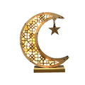 Muslim Decor Crafts Hollow Moon LED Night Wooden Ornament Home Party Supplies Muslim Decor Crafts