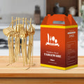 New Hot Selling 24 Piece Stainless Steel Gold Color Cutlery Set Flatware Set with Color Gift Box for Gift Weeding Party