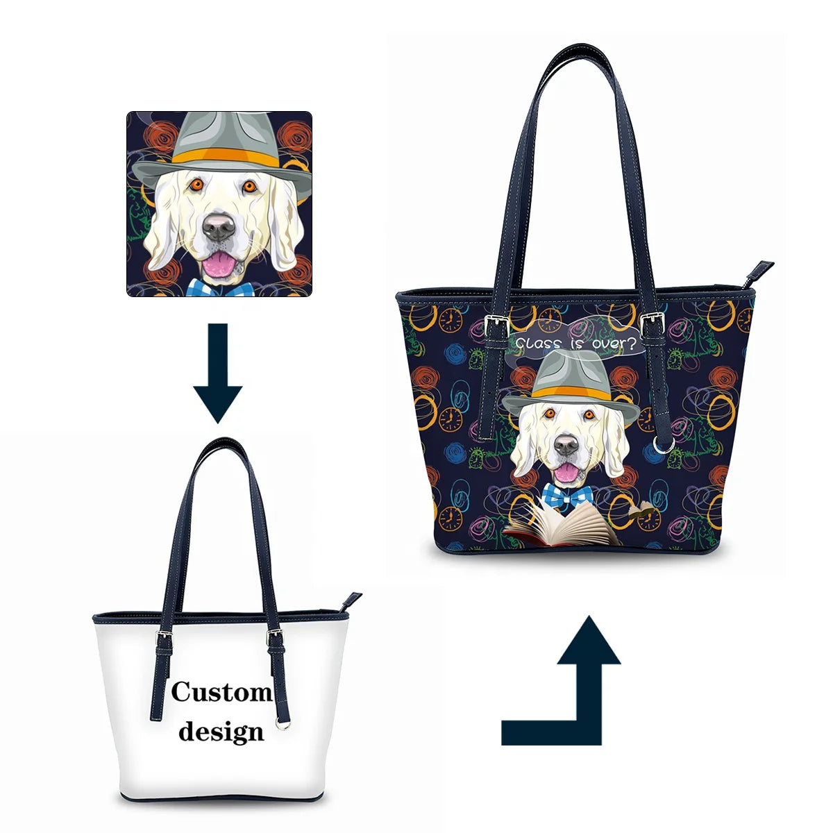Designer Women's Tote Bag Creative Handbag with Animal Pattern Custom Printed Logo Fashion PU and Leather Material
