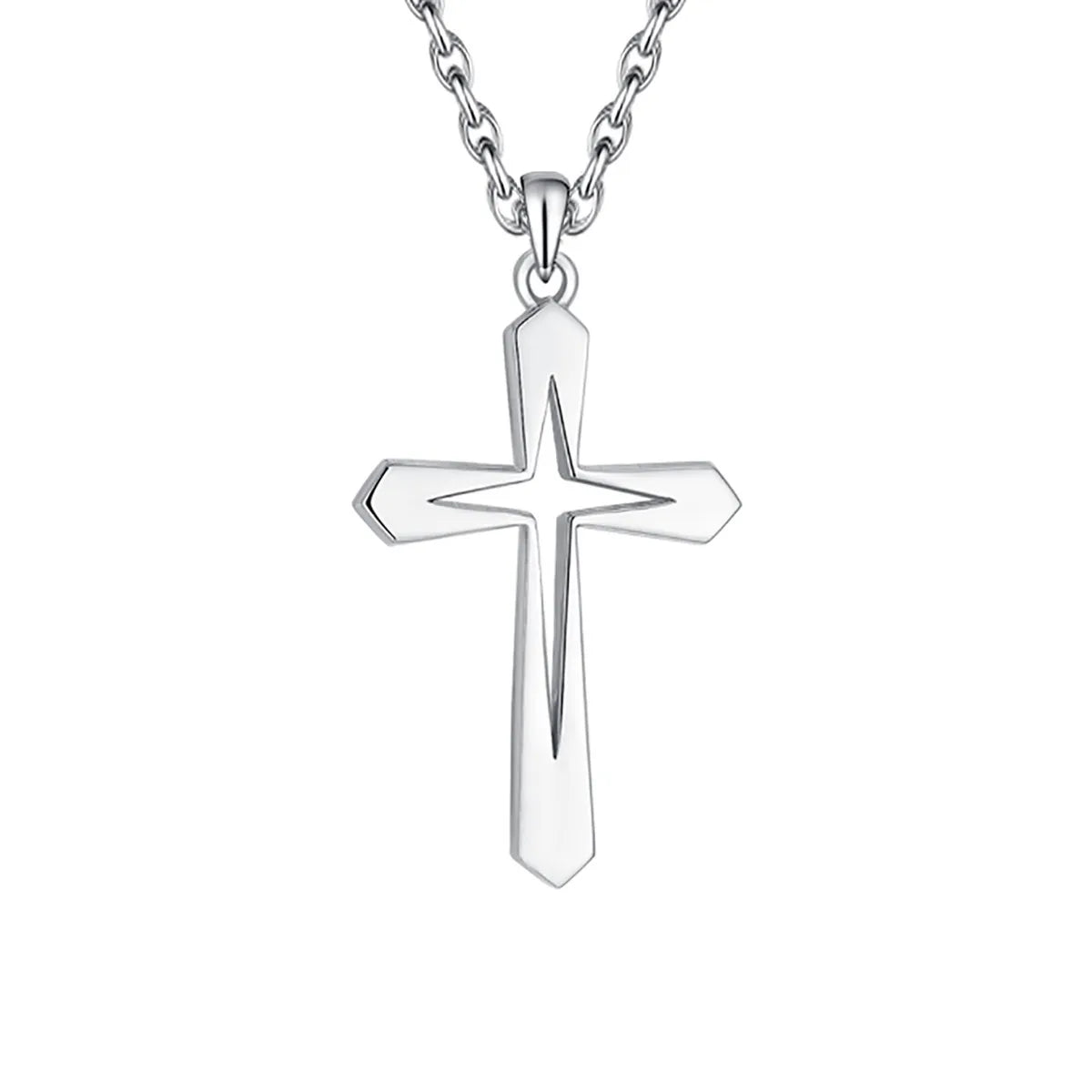 S925 Hope Star Cross Pendant Men's Pure Silver Necklace Fashion Guardian Silver Jewelry Gift