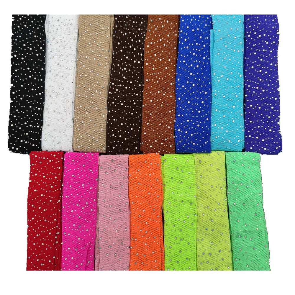 Wholesale New Kids Girl Big Shiny Diamond Fishnet Stockings Summer Children's Candy Colors Compression Socks Rhinestone Mesh