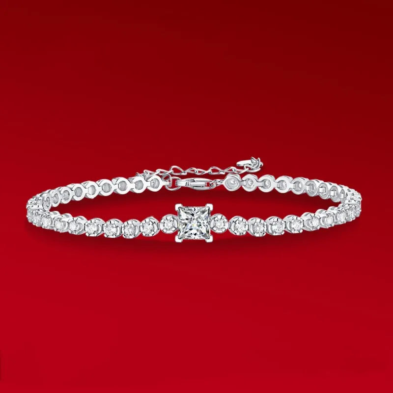 Hot Selling 925 Sterling Silver 1ct Moissanite Diamond Tennis Chain Bracelet for Women