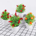 Christmas New Year Window Sill Decoration Artificial Orange Pomegranate Fruit Tree Bonsai Plastic Mini Size Garden Fake Plant