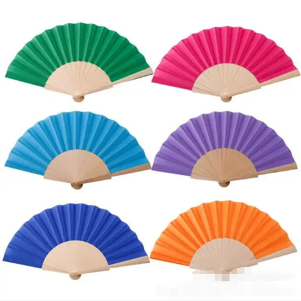 Events Stock 23cm Folding Fan Pure Color Wooden Fans Custom for Wedding Party Hand Fan