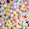 100pcs Solid Color Round Beads Macaroon Candy Khaki Christmas Mixed Acrylic Bubble Beads for DIY Craft Jewelry Necklace Making