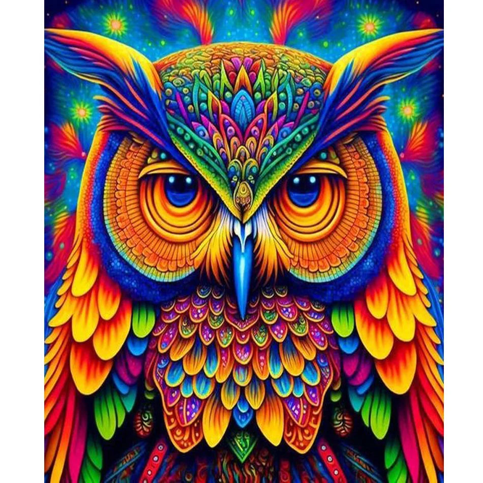 Colorful Owl Animals Painting by Numbers Kit 40x50cm/16x20inch Handmade Marker DIY European Landscape Gift Without Frame