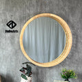 80 Hot Rattan Woven Round Mirror Handwoven Innovative Natural Bohemian Hanging Round Wall Rattan Mirror