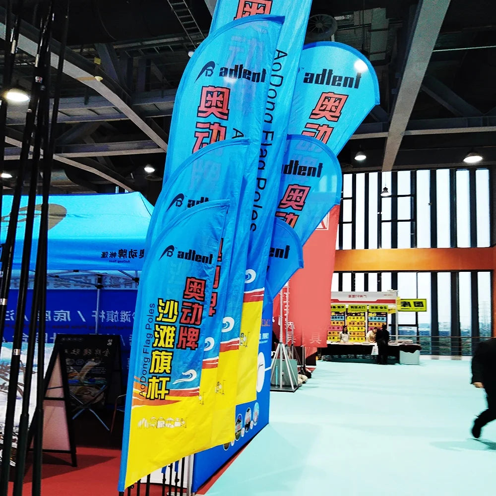 Customized 3 Meters Outdoor Exhibition Advertising Beach Flag Knife Feather Beach Flying Flag