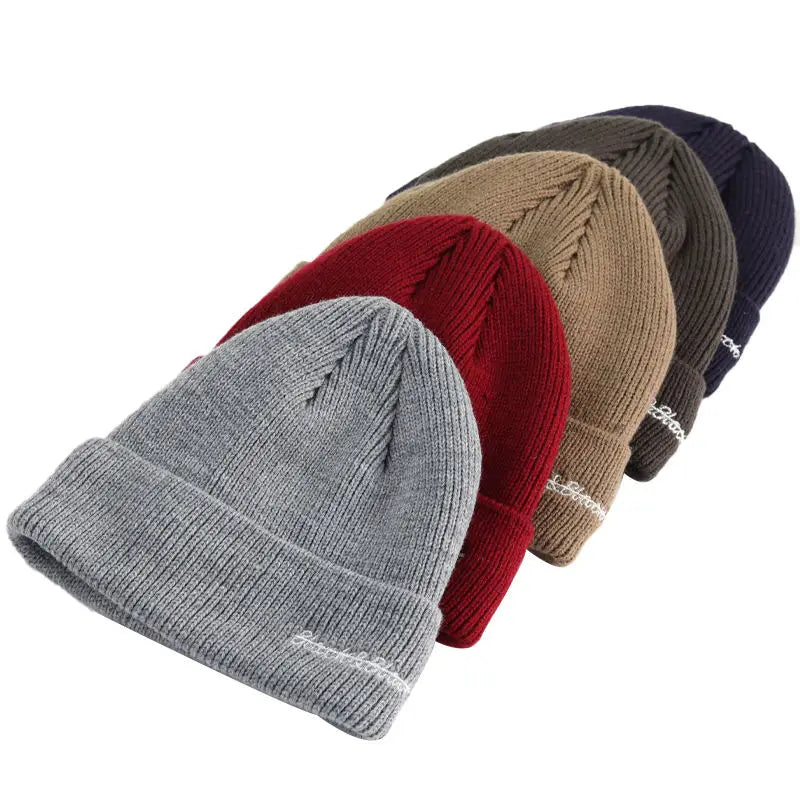 Custom Logo Winter Beanies Outdoor Slouchy Outdoor Running Unisex Custom Embroidery Knitted Ribbed Beanie Hat for Men