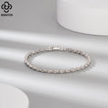 RINNTIN SB154 Handmade 14K Gold Plated Pear Cut CZ Setting Tennis Bracelet Chain for Men Women Solid 925 Jewelry