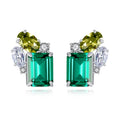 Luxury Fine Jewelry 925 Sterling Silver Gemstone Emerald Zircon Stud Earring