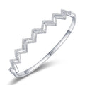 Fashion Trend 925 Sterling Silver Pave CZ Diamond Wave Shape Cuff Bangles For Women