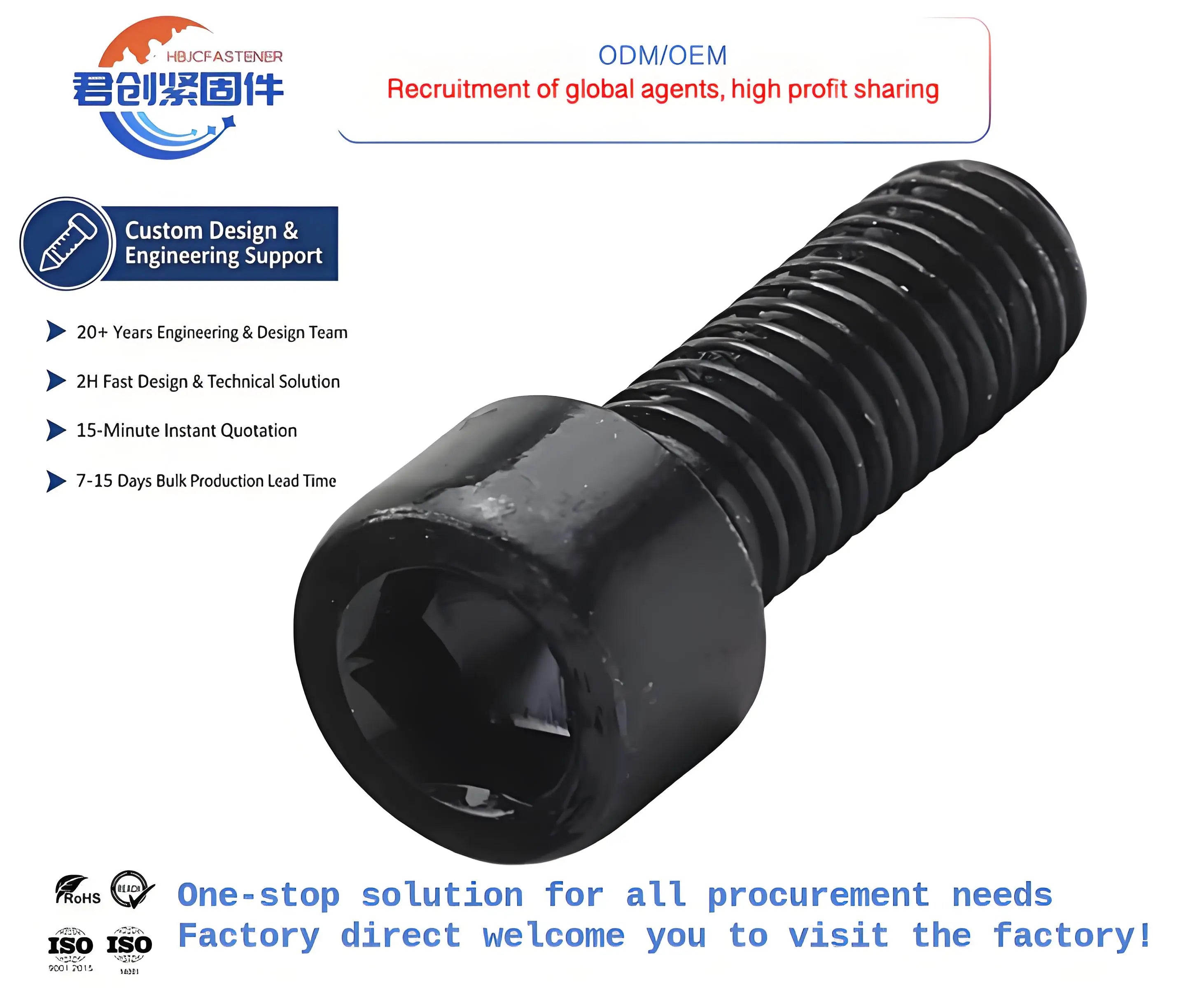 Grade12.9 Black Plated M5/M6/M8 Size Steel Hexagon Socket Bolts & Screws with Cylindrical & Cup Head DIN912 Standard