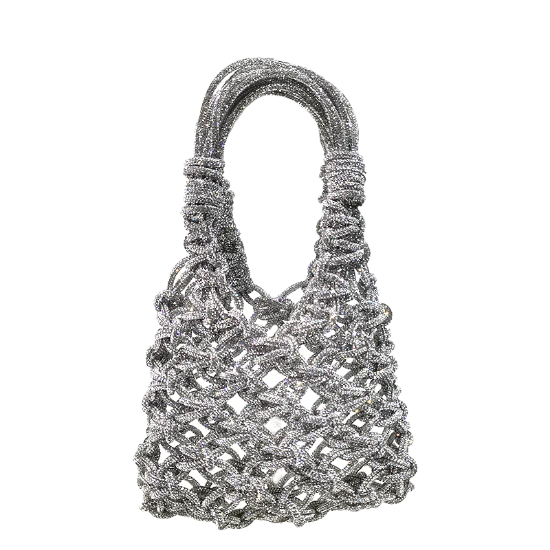 Luxury Designer Rhinestone Hollow Hand-woven Handbag Handbag with Woven Bag Suitable for Ladies