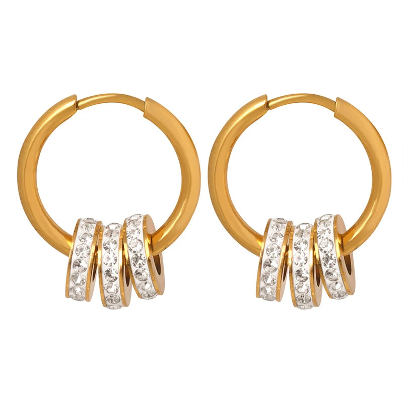 Vintage Surgical Stainless Steel Diamond Studs 18K Gold Plated Vintage Drop Earrings Set Fashion Stud Earrings