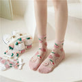 Wholesale Summer Thin Peach Fruit Socks Women Transparent Sheer Mid Calf Socks