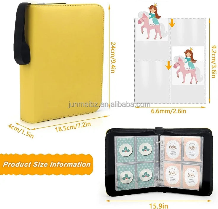 Custom Trading Card Binder 4 Pockets PU Leather Zippered Photo Album Folder Zipper Baseball 4 Pockets for Trading Card Storage