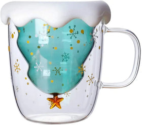 Cute Christmas Eco-Friendly PSC Coffee & Tea Set with Double Wall Insulated Glass Mugs Espresso Cup Stocked