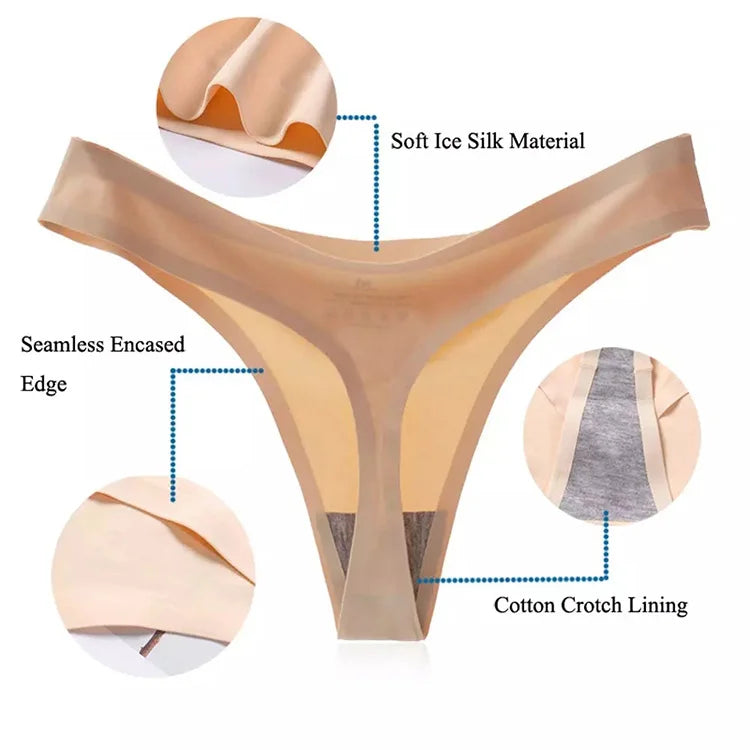 Wholesale Women's T-Back Seamless Underwear Low-Rise Thongs and G-Strings with Plain Dyed Waist Logo Solid Woven