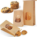 Custom Bakery Biscuit Food Paper Bag with Window Tin Tie Lock Kraft Bakery Bags with Window
