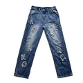 DENIMGUYS Denim Pants Man Y2K Clothes Streetwear Custom Embroidery Applique Patch Men's Straight Jeans Ropa De Hombre