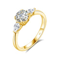 Mini Rings 18k Gold 925 Silver Woman 1 Carat Round Pear Cut Moissanite 3 Stone Women Engagement Diamond Beautiful Ring for Girls