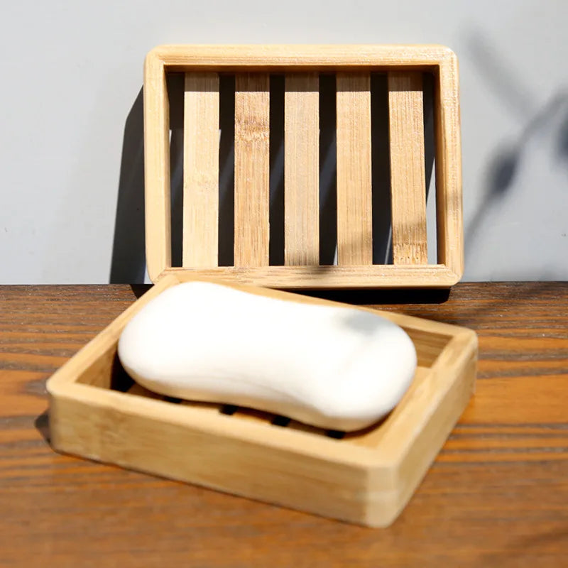 Bamboo Soap Dish Bathroom Household Hotel Toilet Drain Wooden Soap Tray