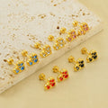 Cute Tiny Design Stainless Steel 18K Gold Plated Cubic Zirconia Inlaid Heart Stud Earrings for Women Fashion Jewelry