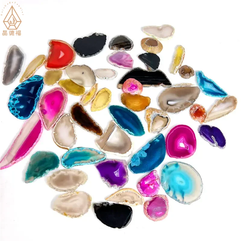 Crystals Electroplate Agate Crystals Healing Stones Angel Aura Agate Slice for Feng Shui
