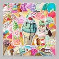 50PCS Factory Wholesale Dessert Food Pattern Personality Ice Cream Sticker Guitar Tabletop Water Bottle Refrigerator Sticker