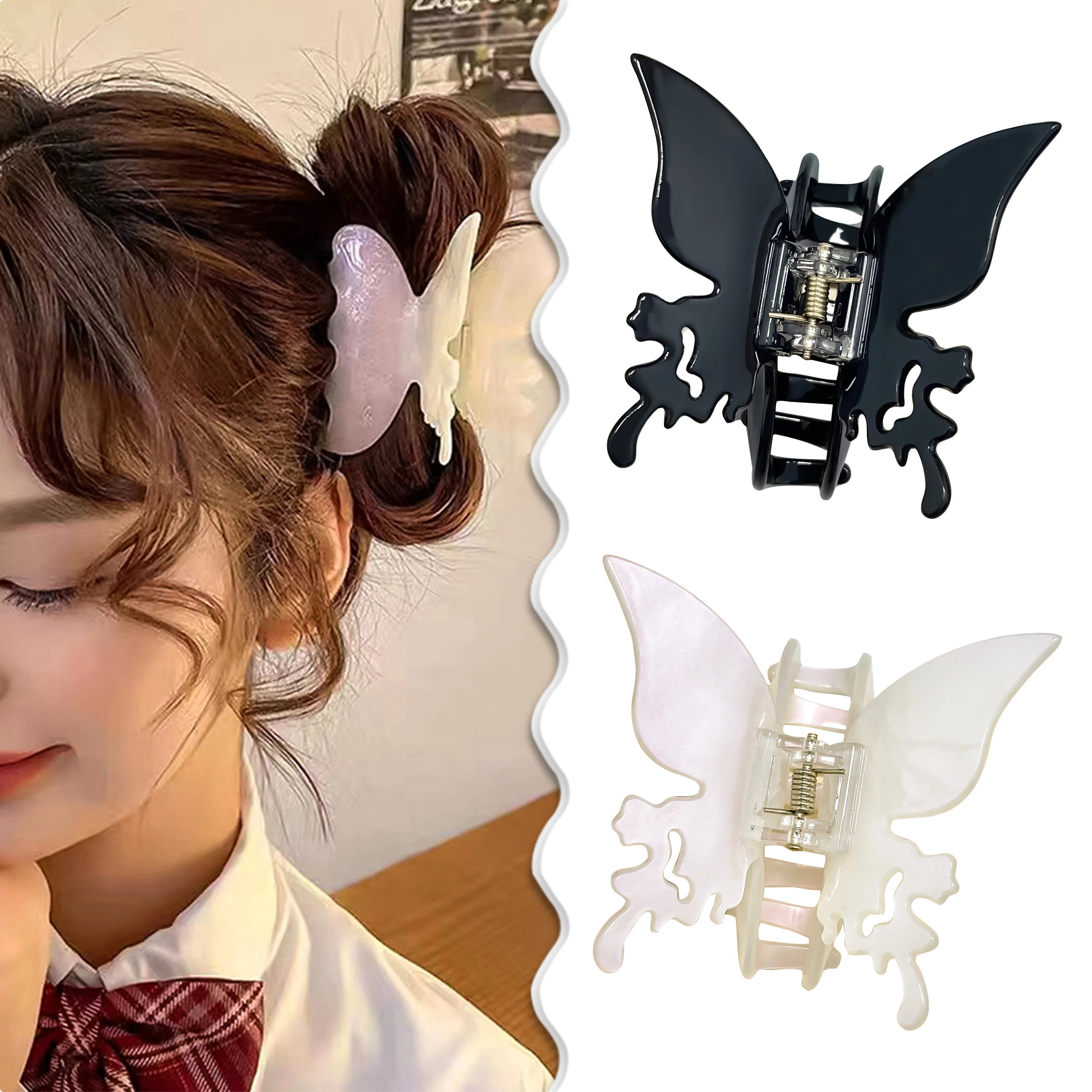 Wholesale Korean Hair Accessories for Women Fancy Black Butterfly Bow Hair Clip Claw Acrylic Pince Griffe De Cheveux for Girls