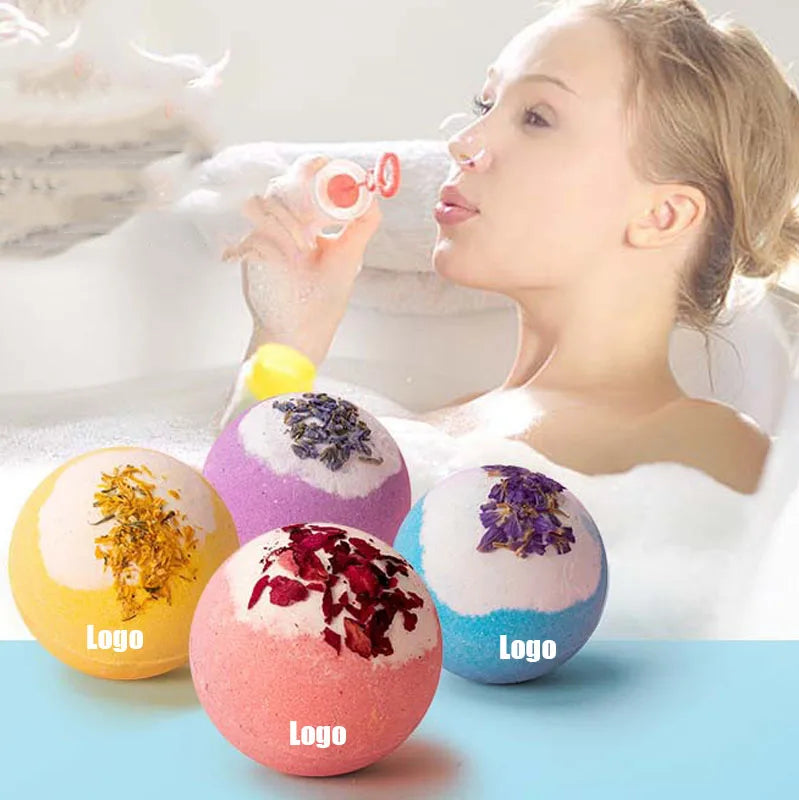 Wholesale 100g Rose Lavender Dried Flower Bath Salt Balls Essential Oil Body Cleansing Bubble Balls Dead Sea Salt Features
