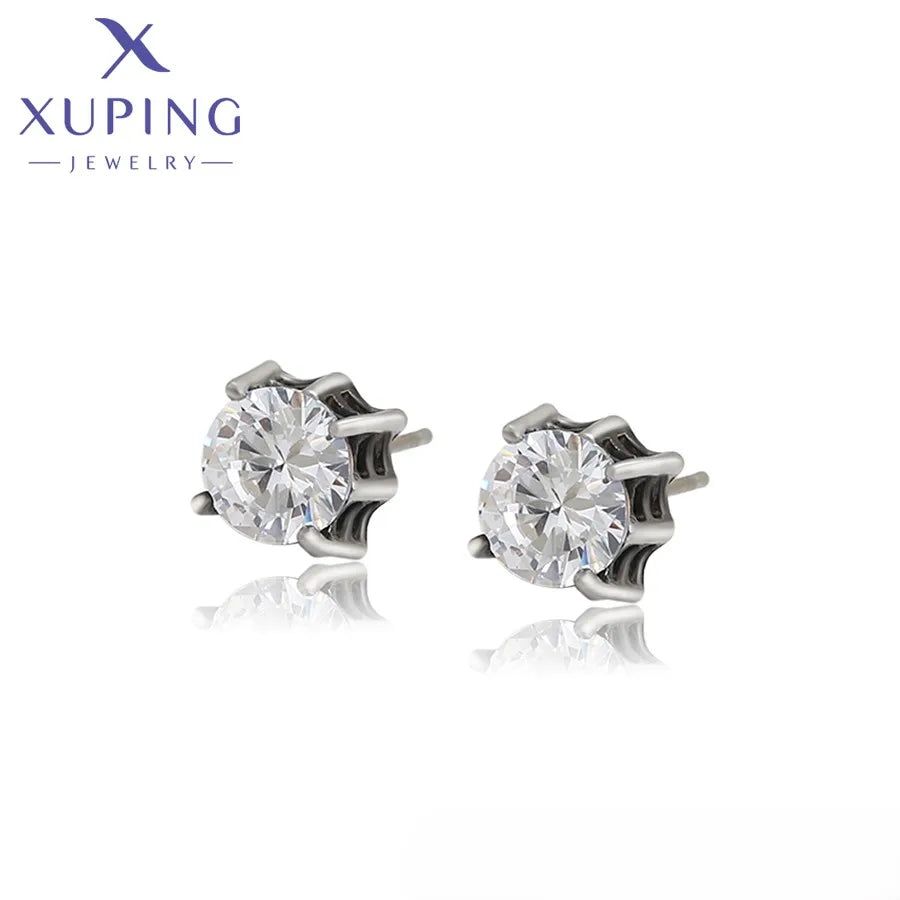 96476 XUPING JEWELRY Black Gun Color Elegant Stainless Steel Korean Women's Fine Fashion Jewelry Earrings