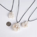 Gold Plated Natural Rough Crystal Pendant Irregular Flower-Shaped Raw Stone Necklace for Women Men Healing Rope Necklace Gift