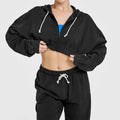 OEM Manufacturer Custom Logo Full Zip up Hoodie French Terry Anti-Shrink Washed Oversized Cropped Hoodie Woman