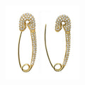 LOZRUNVE Luxury Trendy Large Cubic Zirconia Pave Safety Pin Earring Jewelry 925 Sterling Silver Wholesale