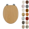 Modern Wood Pattern Toilet Lid with Chrome Hinges WC Toilettensitz for Bathroom
