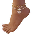 Wholesale Cuban Link Anklet Chain Anklet Gold Plated Love Heart Pendant Anklet Jewelry for Women