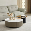 Light Luxury Round Coffee Table Stainless Steel Rock Plate Design for Large and Small Families Living Room Furniture