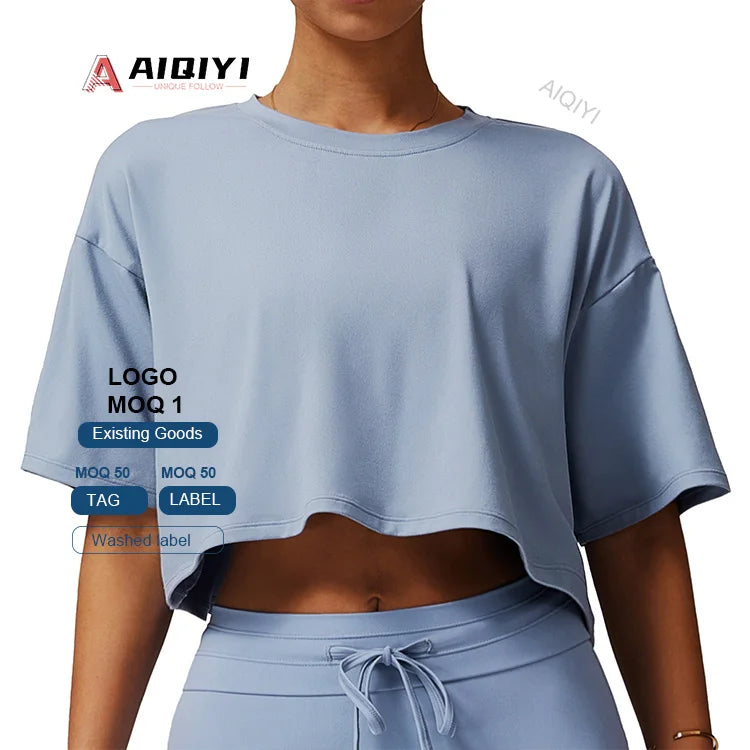 5034 Sustainable Women Fashionable Workout Crop Top T-shirts Crop Tops Mujer for Women Active Wear Yoga