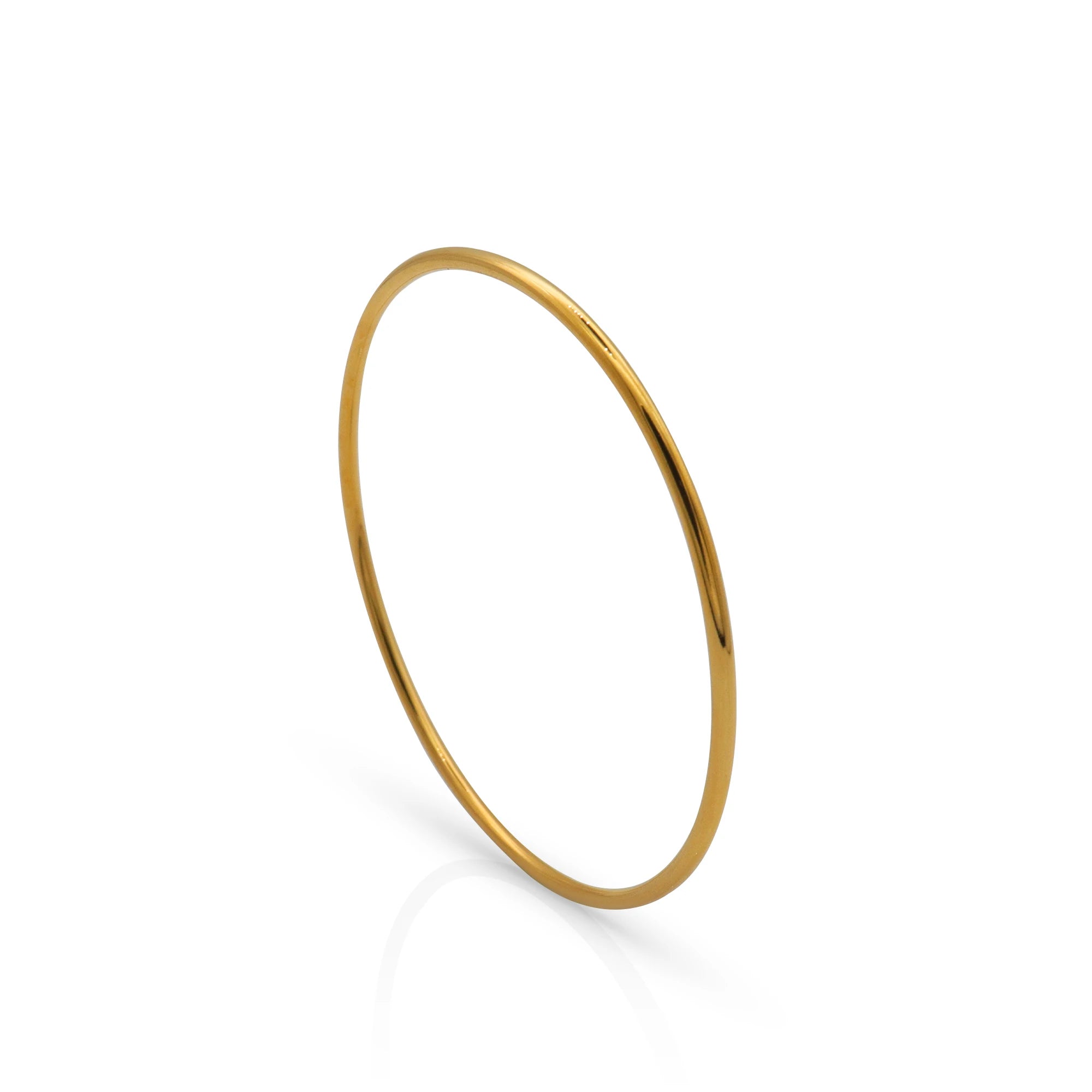 Chris April in Stock Fashion Jewelry 316L Stainless Steel PVD Gold Plated Round Glossy Bangle Bracelet